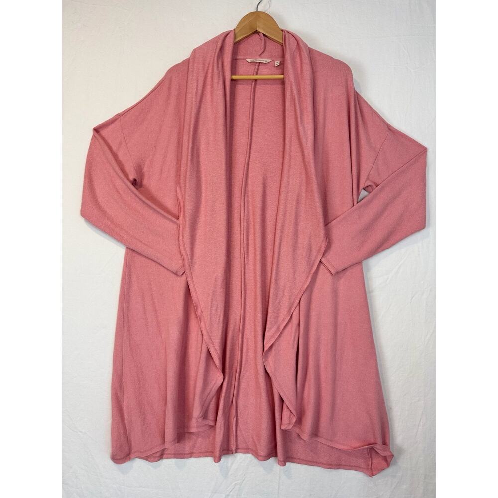 Soft Surroundings Pink Open Front Cardigan Size XL Lightweight Drape Sweater